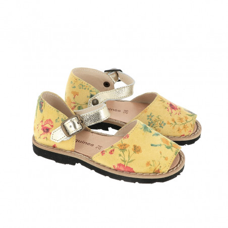 Frailera Buckle Yellow Flowered Leather