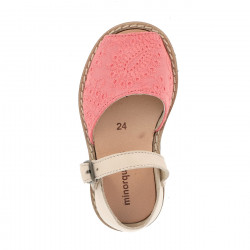 Frailera Buckle Embroidered Canvas Coral