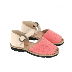 Frailera Buckle Embroidered Canvas Coral