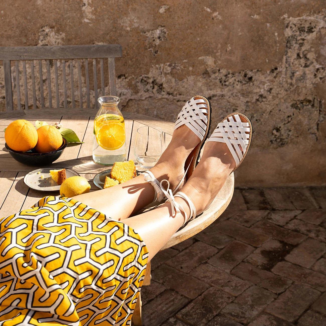 Avarca Cadaquès Cuir Vintage Blanco