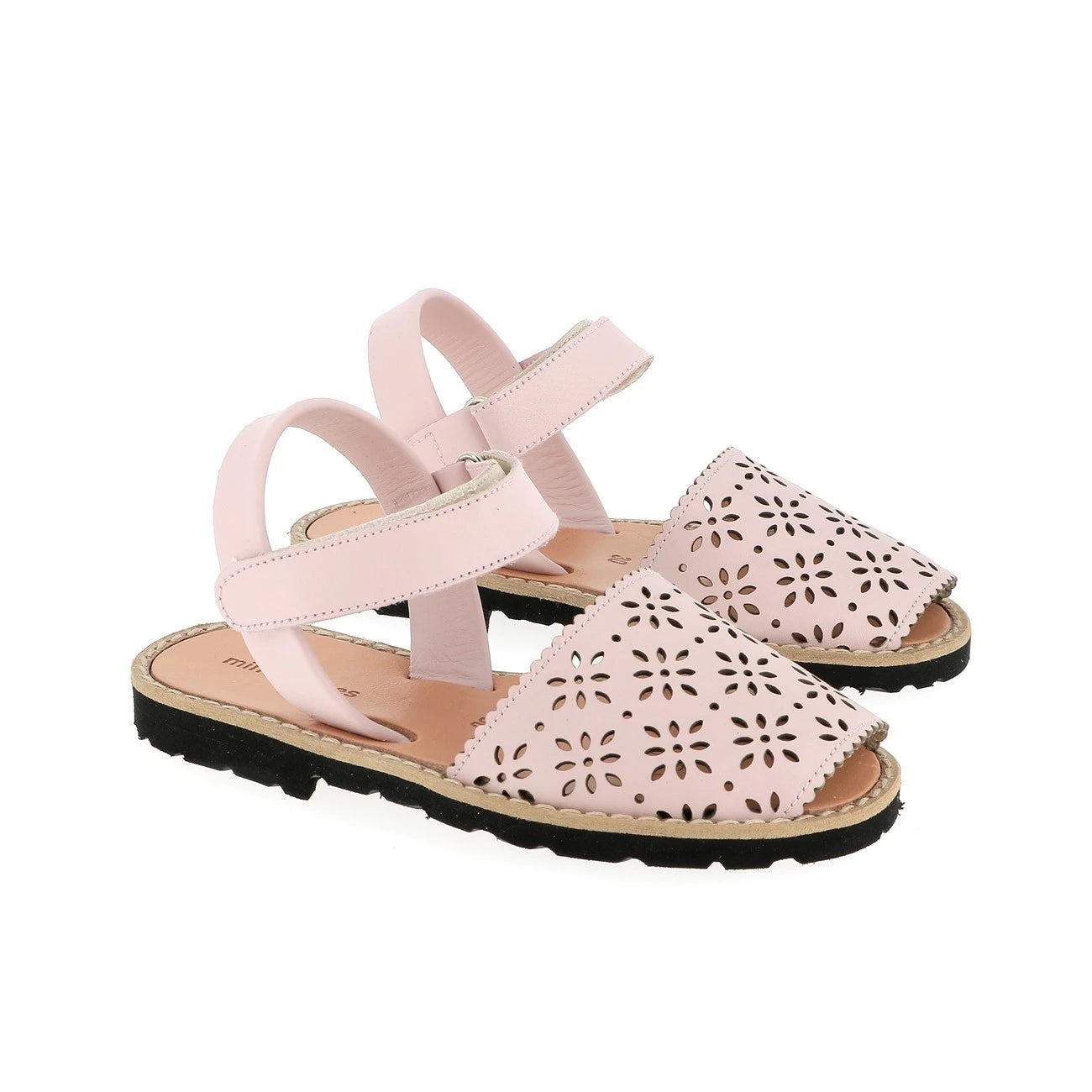 Avarca Velcro Piel Perforada Rosa