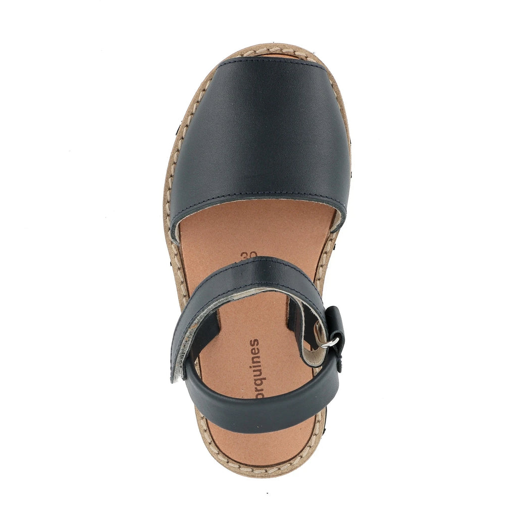 Avarca Velcro Piel Azul Marino