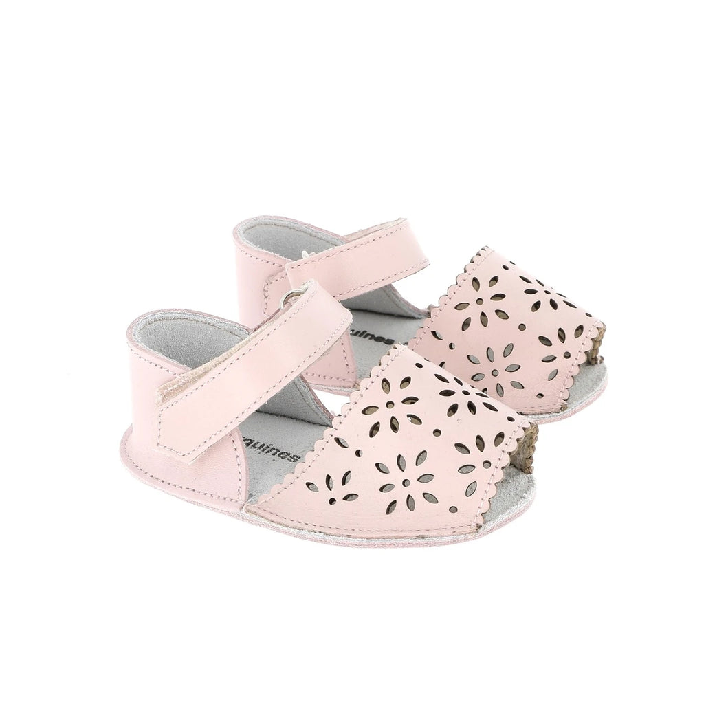 Frailera Baby Cuero Perforado Flor Rosa