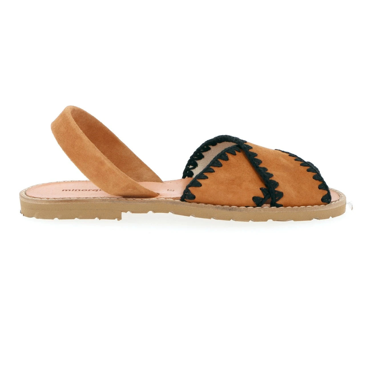 Avarca Cala Daim Cuero Ganchillo Negro