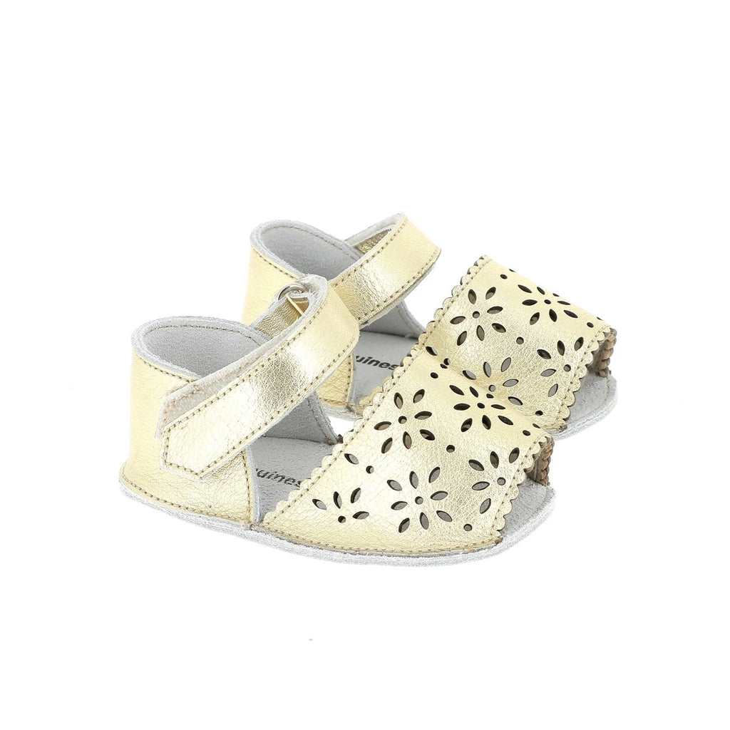Frailera Baby Cuero Perforado Flor Oro