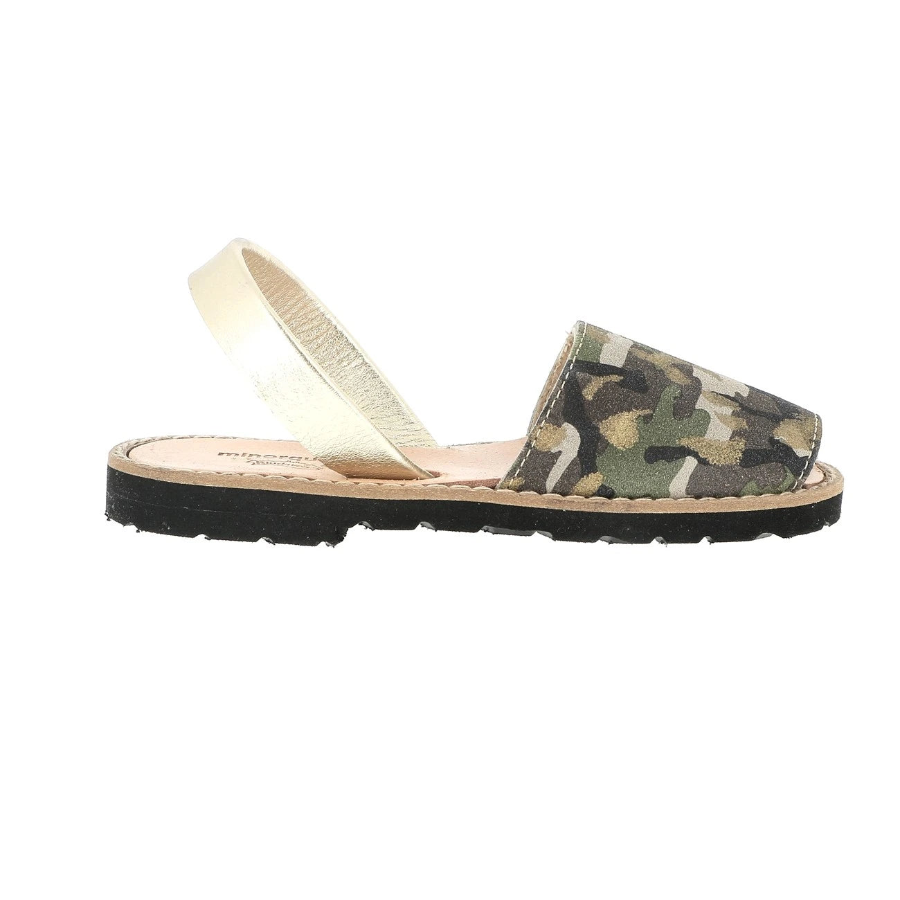 Avarca Cuero Camuflaje Dorado