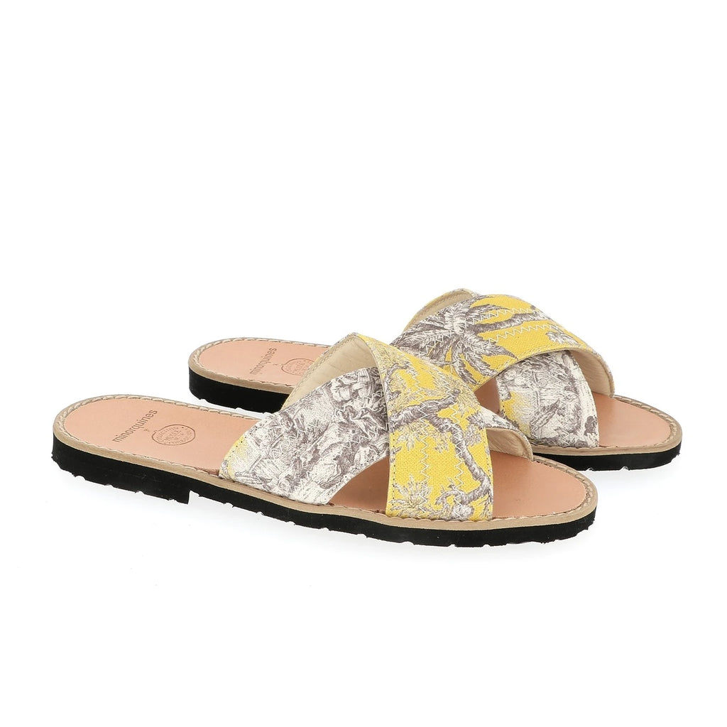Avarca Mule Toile de Jouy Amarillo