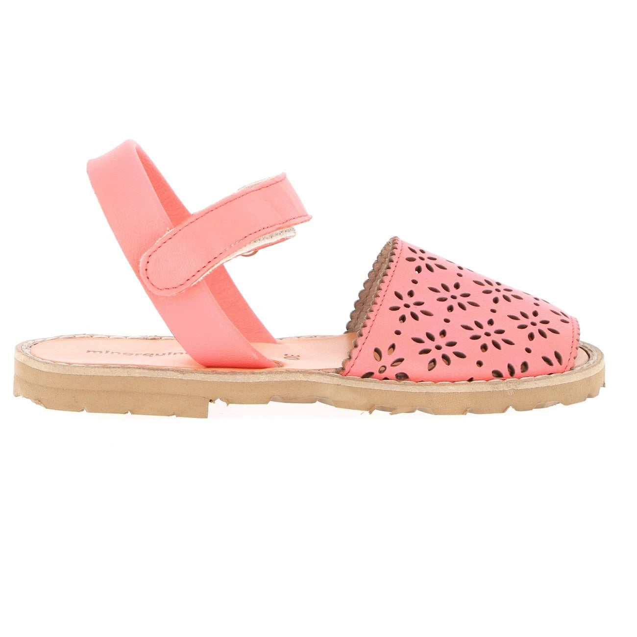 Avarca Velcro Piel Perforada Coral