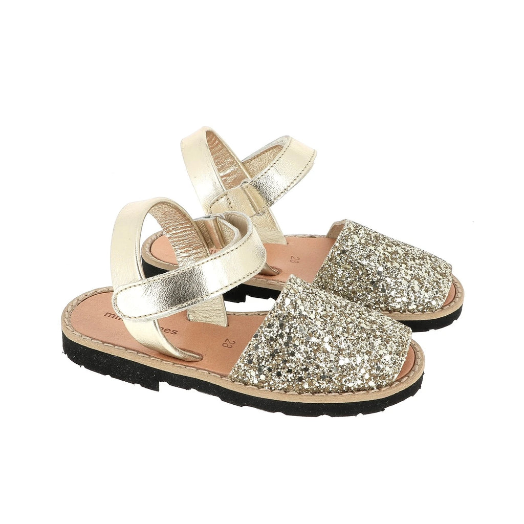 Avarca Velcro Lentejuelas Oro
