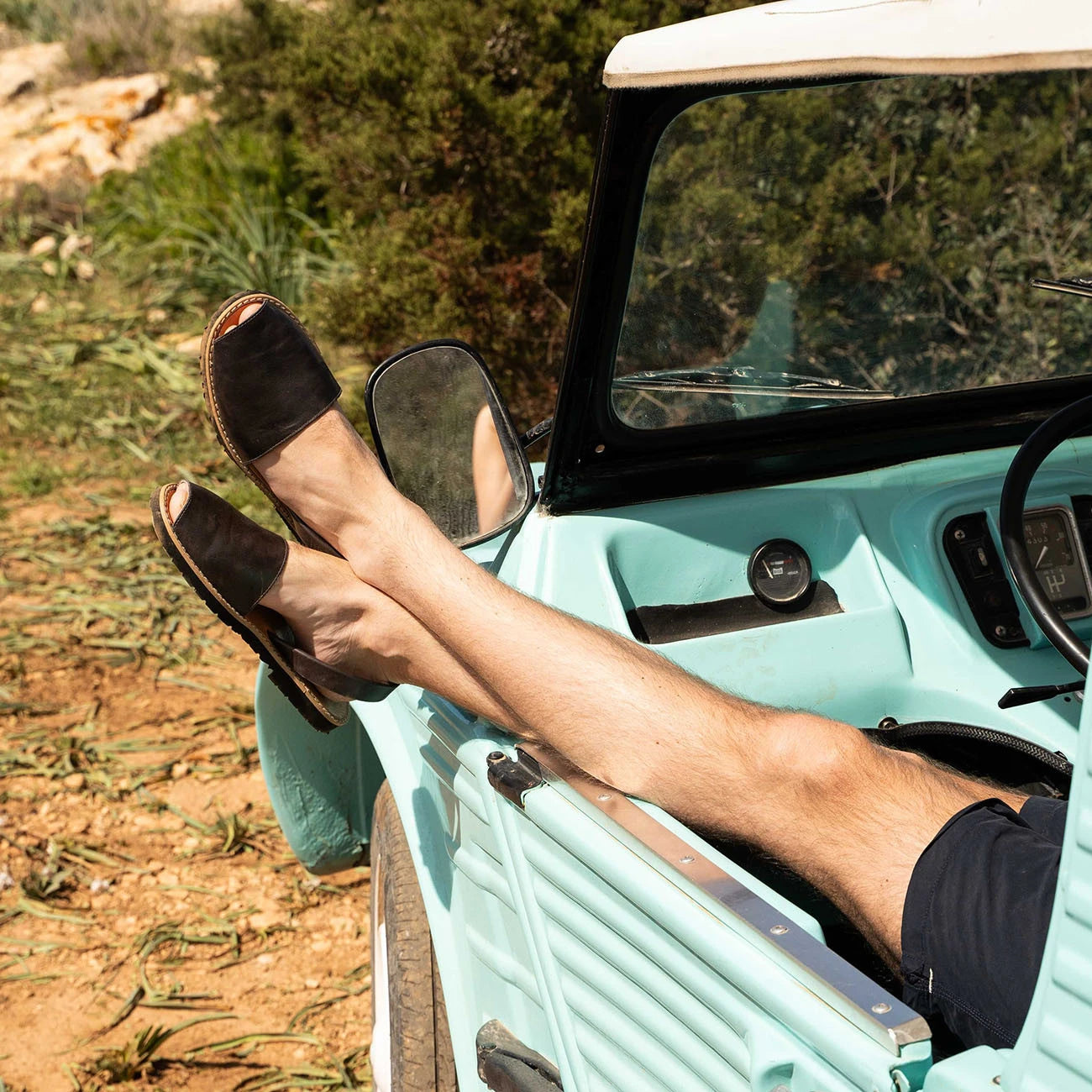 Avarca Cuir Vintage Dark Grey Homme