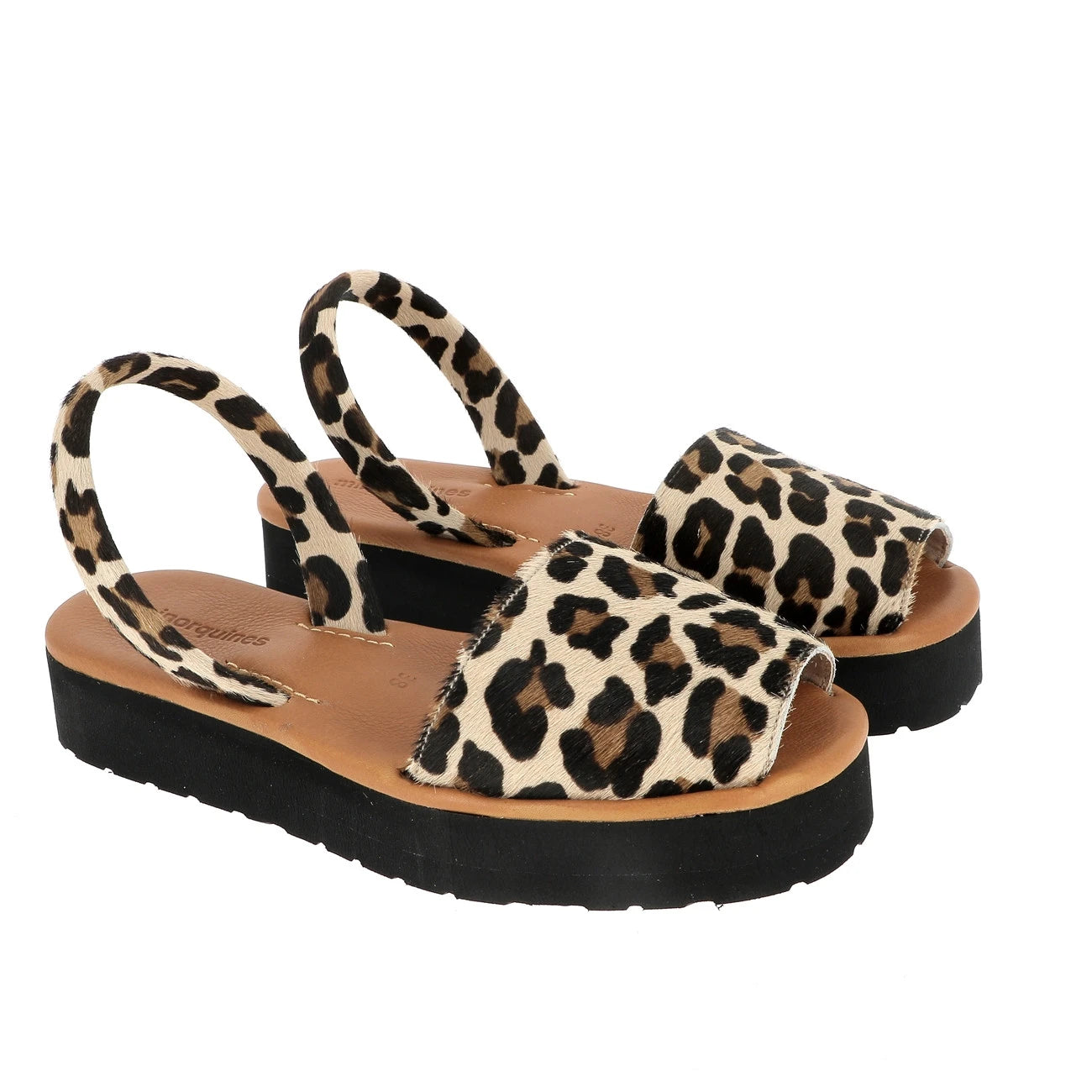 Avarca Platja Plateforme Cuir Léopard