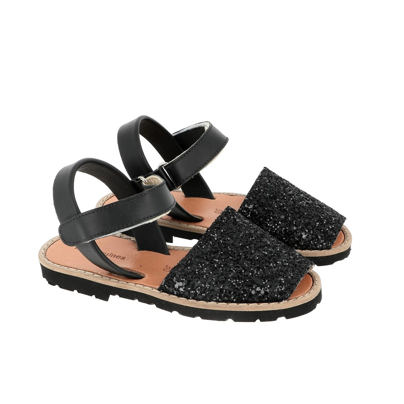Avarca Velcro Lentejuelas Negro