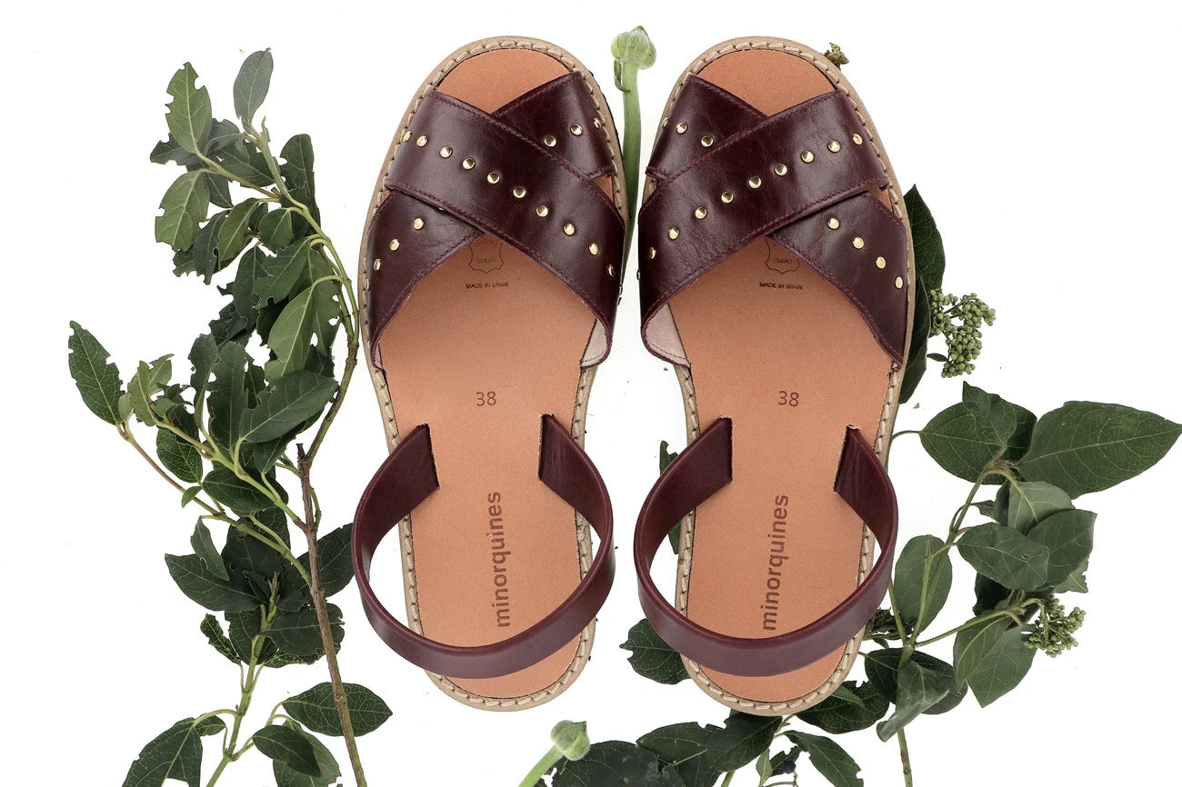 Avarca Rock Cuir Vintage Burdeos