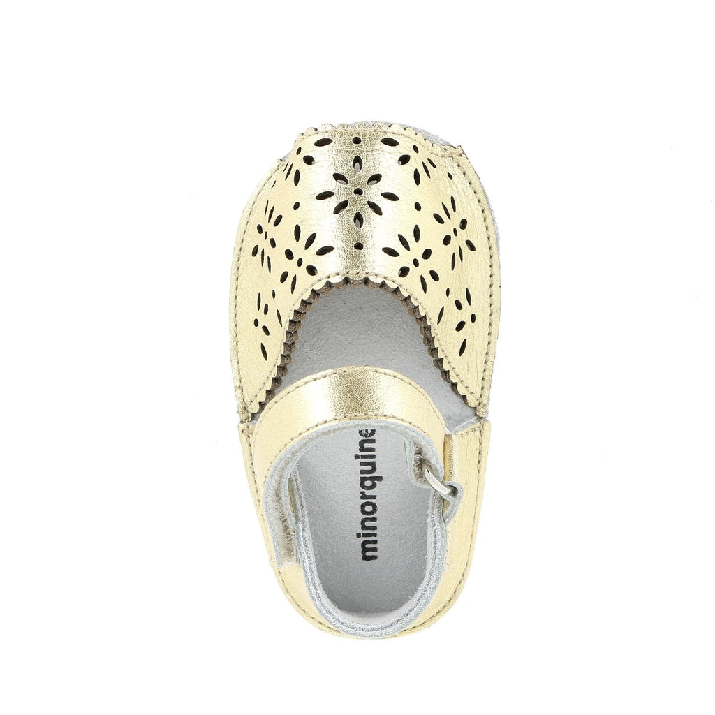 Frailera Baby Cuero Perforado Flor Oro