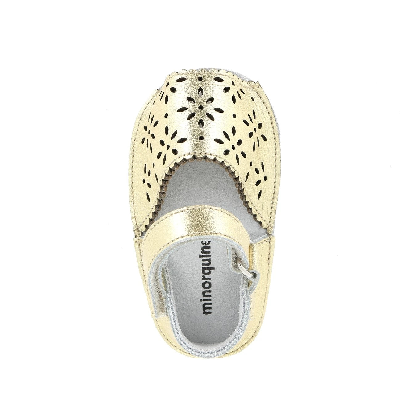 Frailera Baby Cuero Perforado Flor Oro