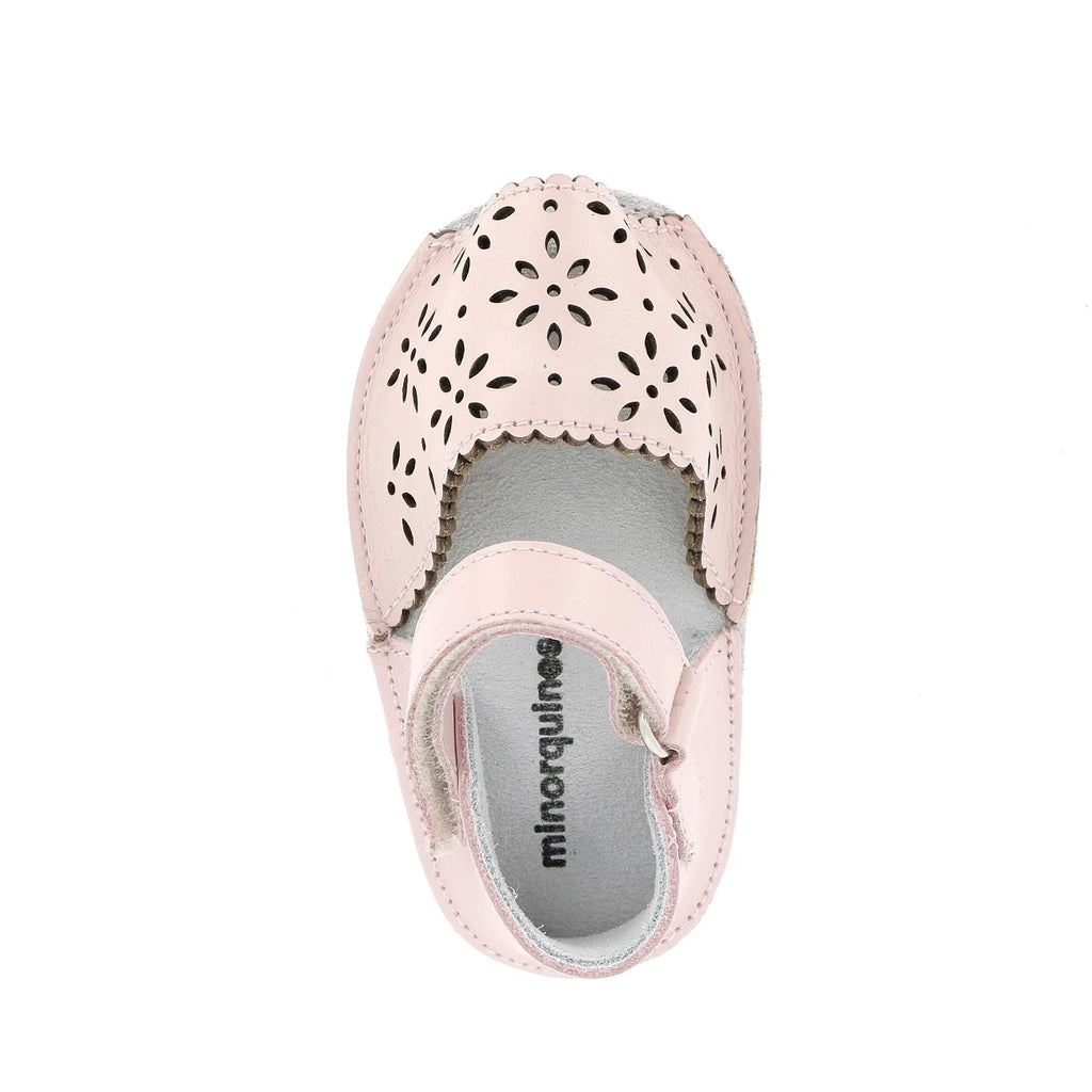Frailera Baby Cuero Perforado Flor Rosa