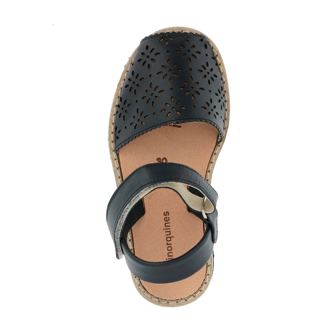 Avarca Velcro Piel Perforada Azul