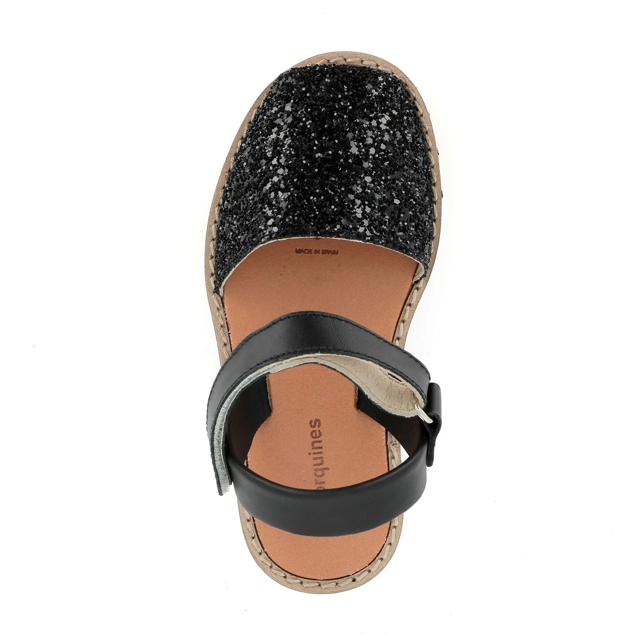 Avarca Velcro Lentejuelas Negro