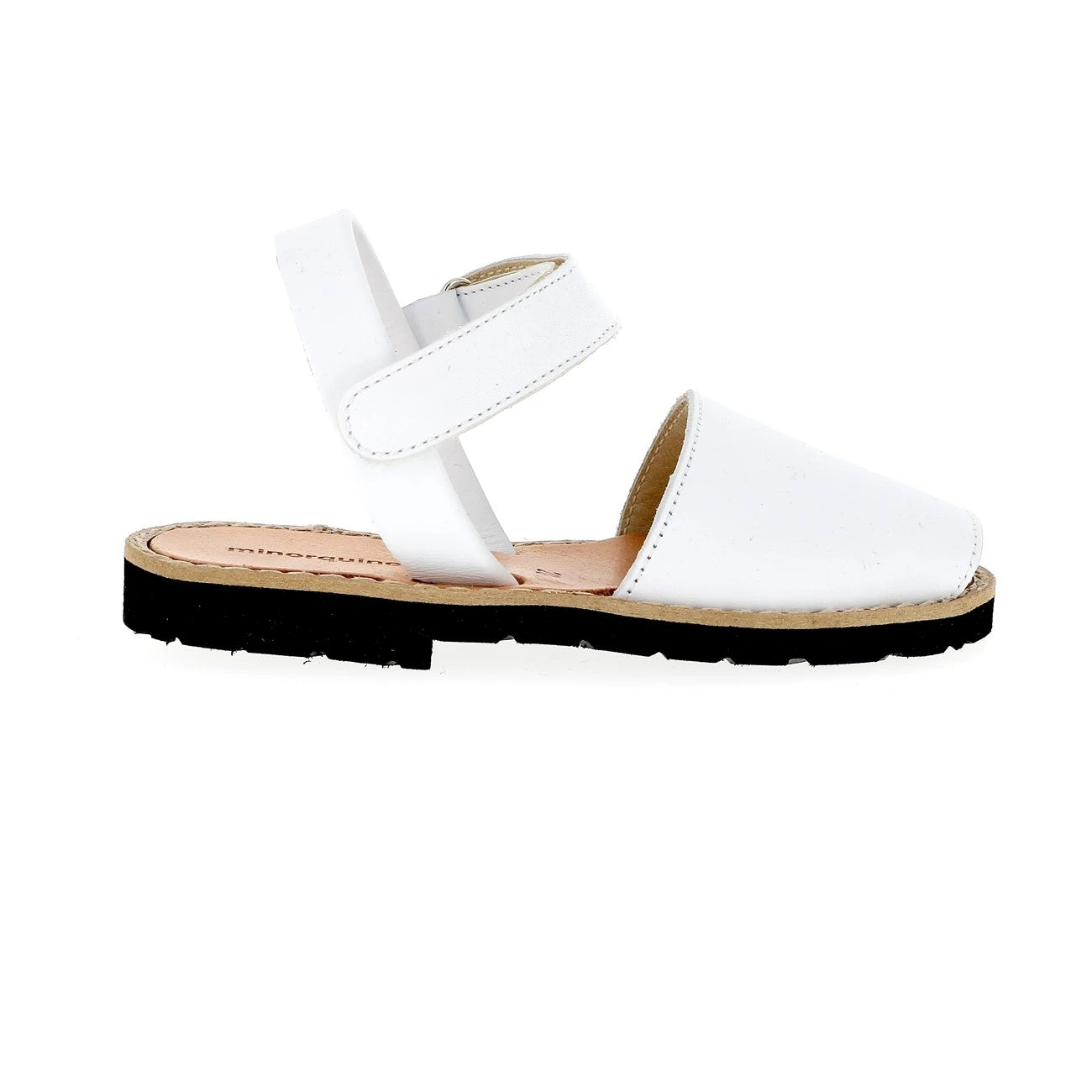 Abarca Velcro Cuero Blanco