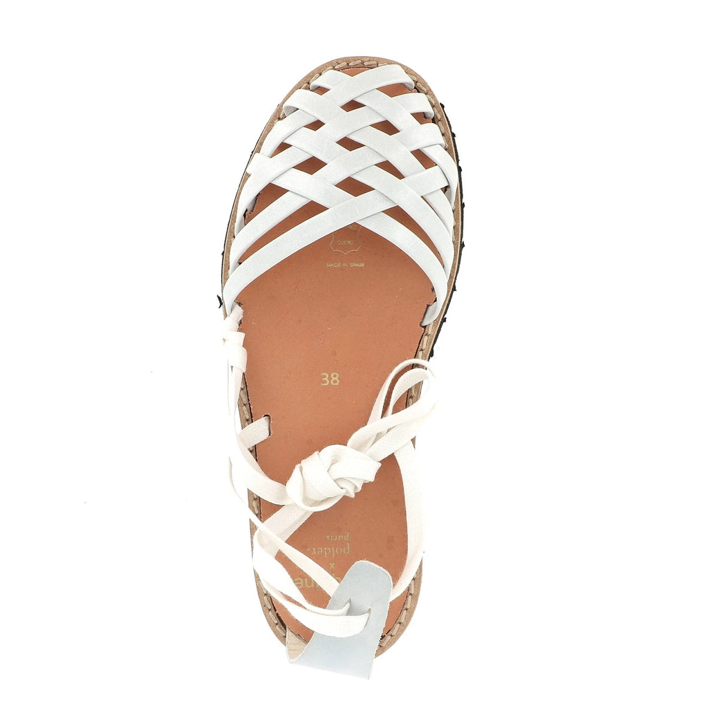 Avarca Cadaquès Cuir Vintage Blanco