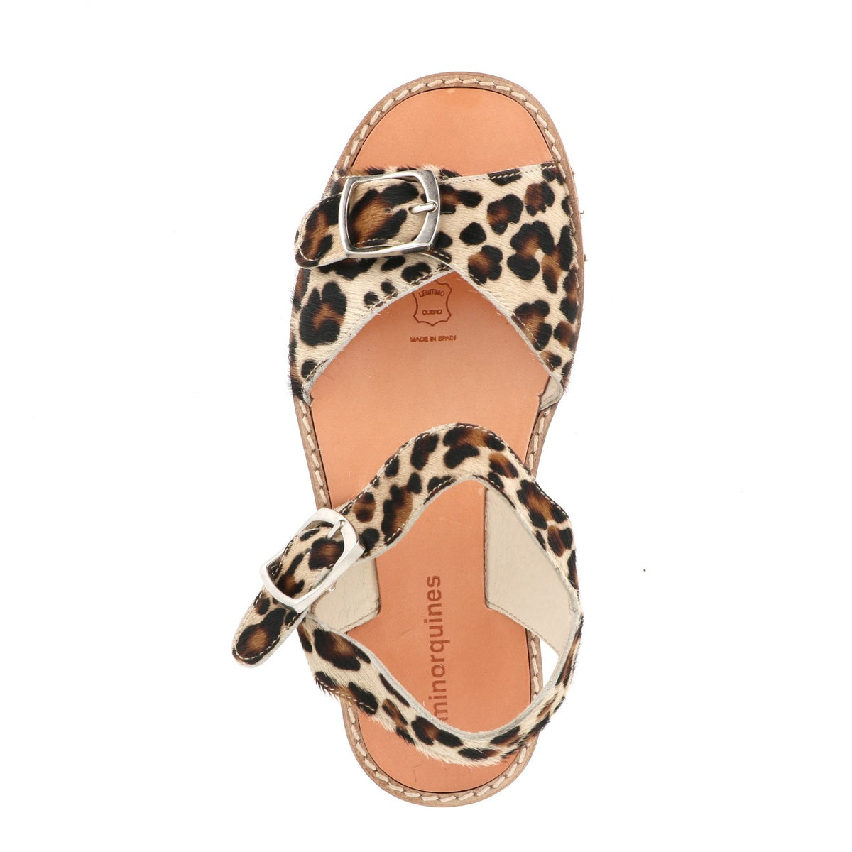 Avarca con hebilla de cuero y estampado de leopardo