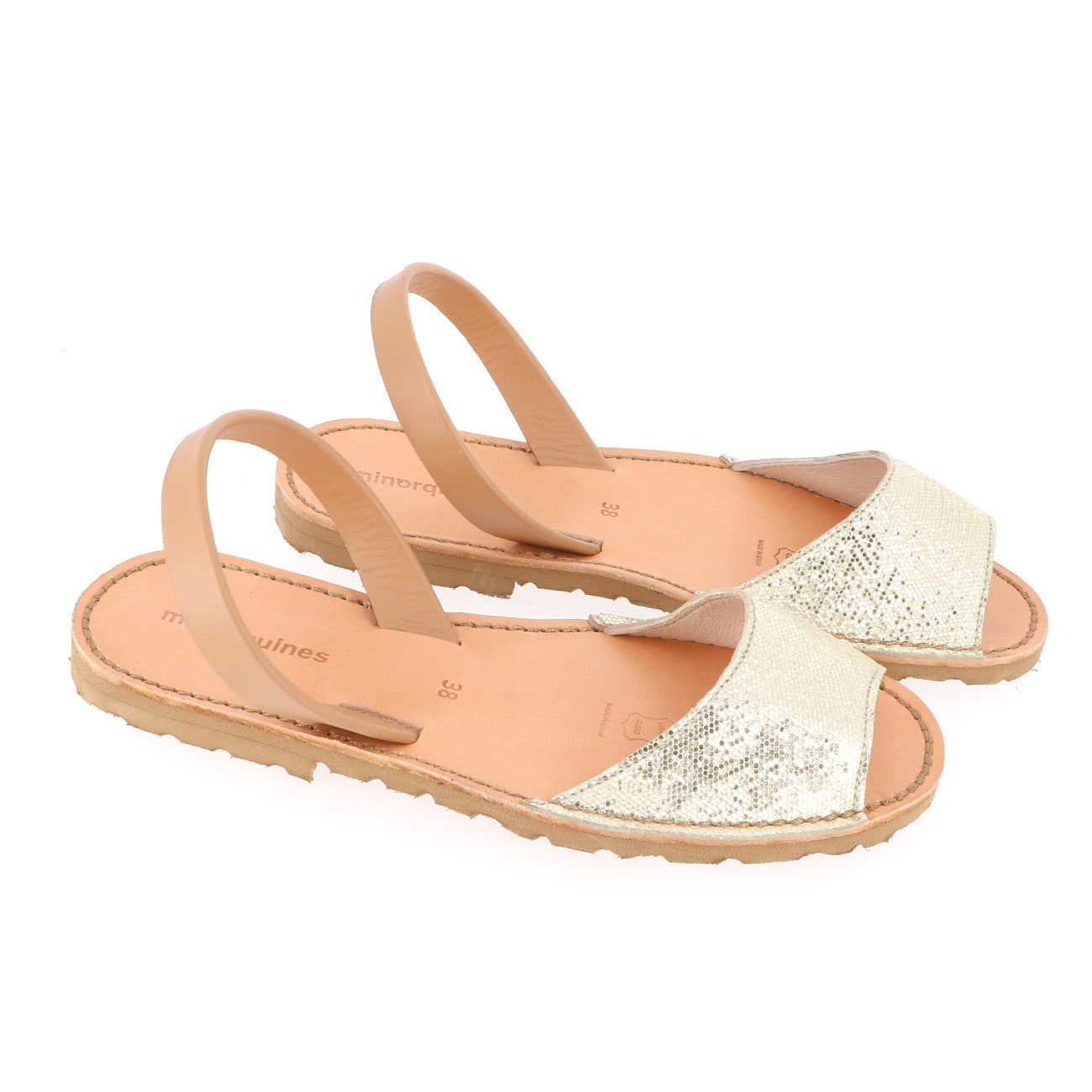 Avarca Caleta Cuir Brillant Doré