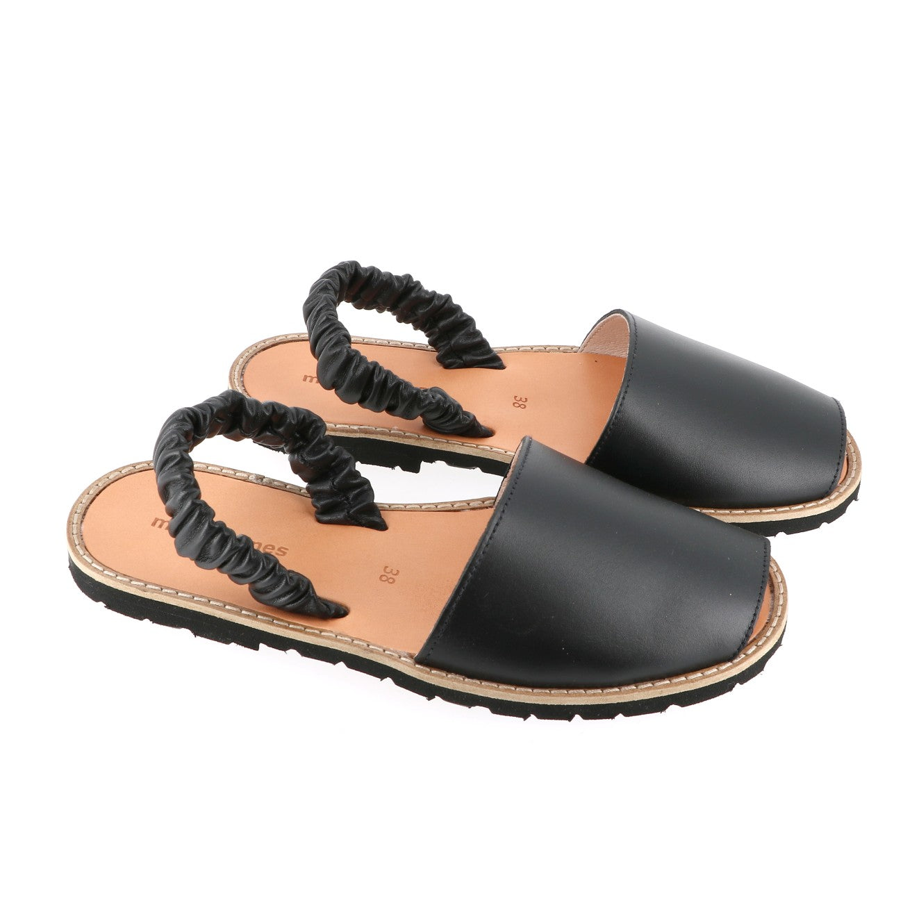 Avarca Fruncia Cuir Negro