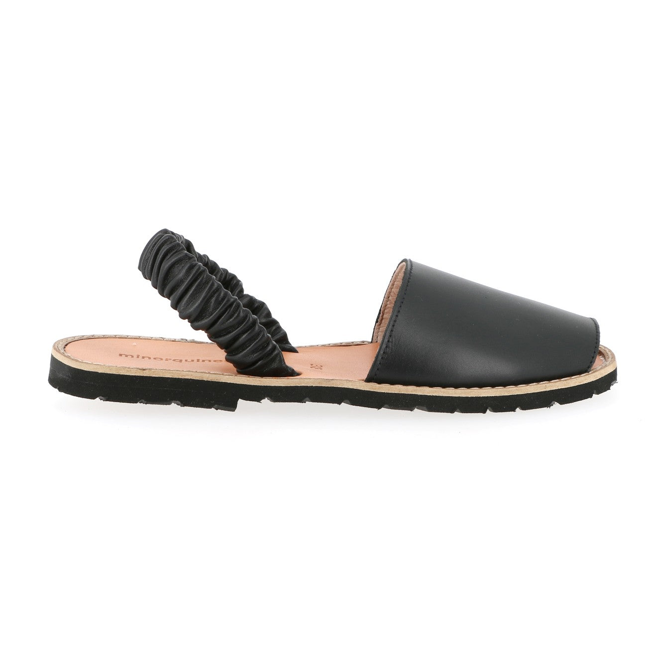 Avarca Fruncia Cuir Negro