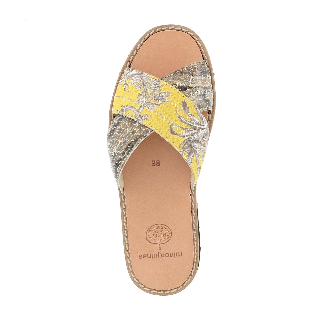 Avarca Mule Toile de Jouy Amarillo/Pitón