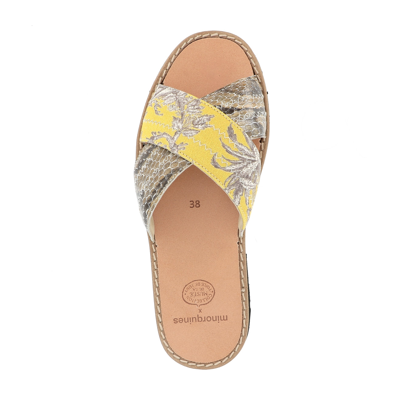 Avarca Mule Toile de Jouy Amarillo/Pitón