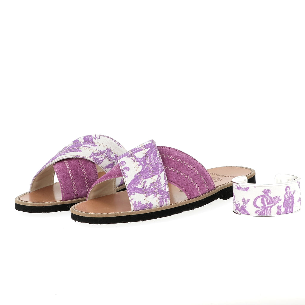 Avarca Mule Toile de Jouy Amatista