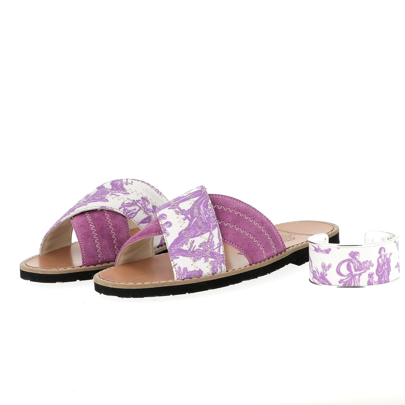 Avarca Mule Toile de Jouy Amatista