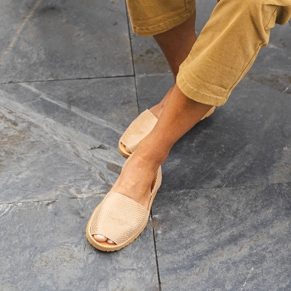 Avarca Cuir Lézard Camel