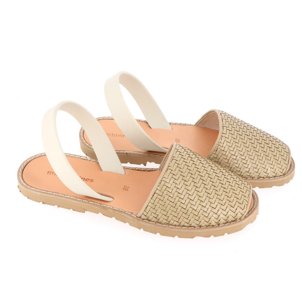 Avarca Piel Trenzada Beige