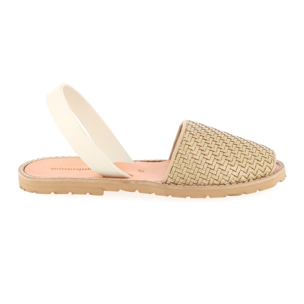 Avarca Piel Trenzada Beige