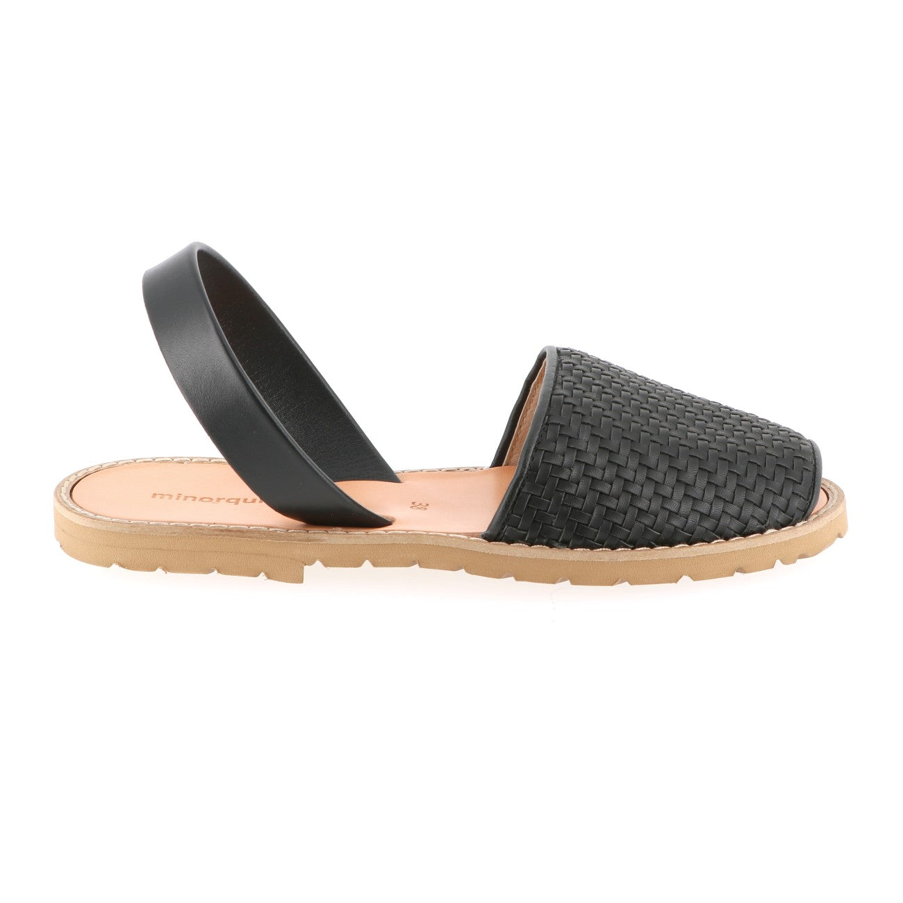 Avarca Cuir Tressé Negro