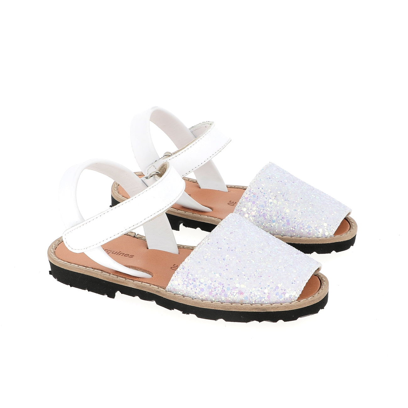 Avarca Velcro Purpurina Blanco