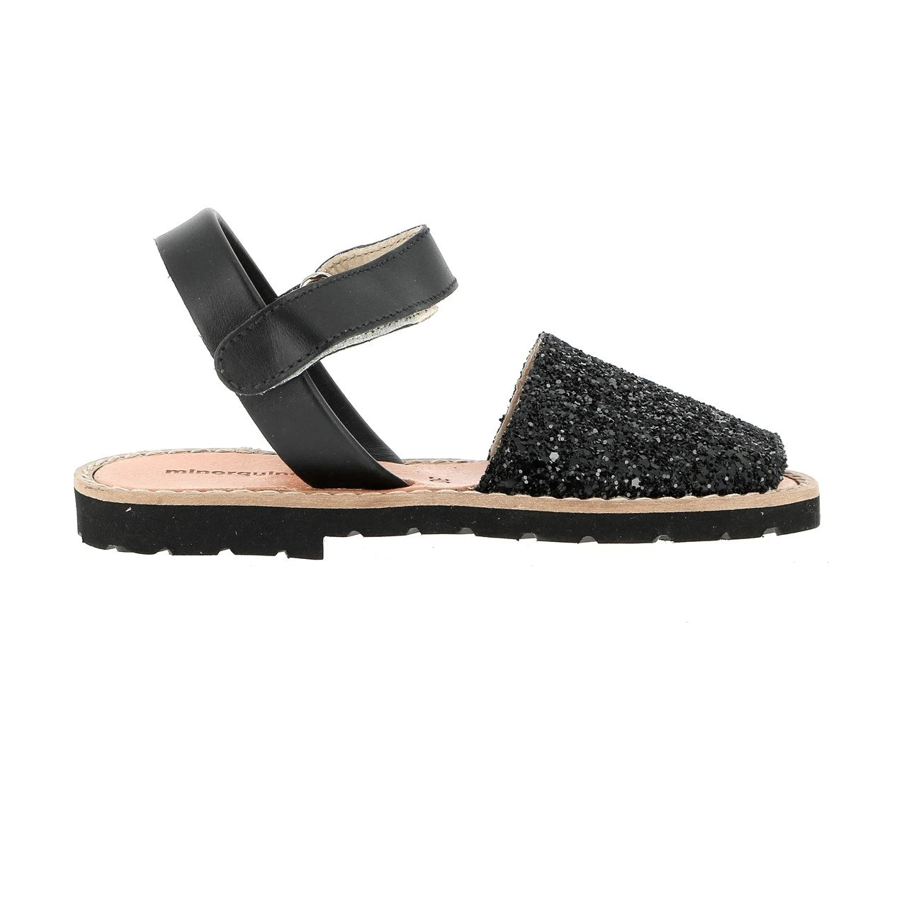 Avarca Velcro Lentejuelas Negro