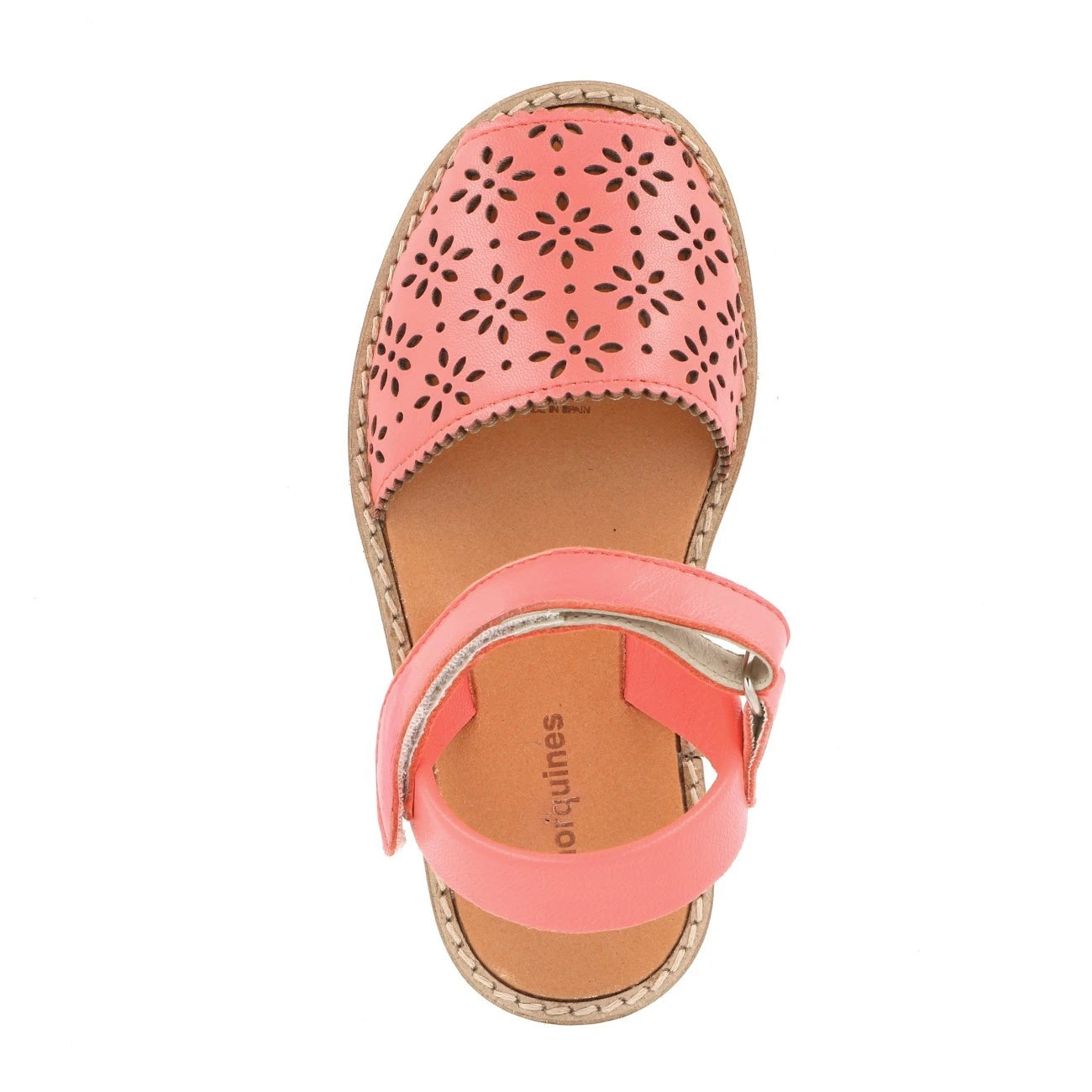 Avarca Velcro Piel Perforada Coral