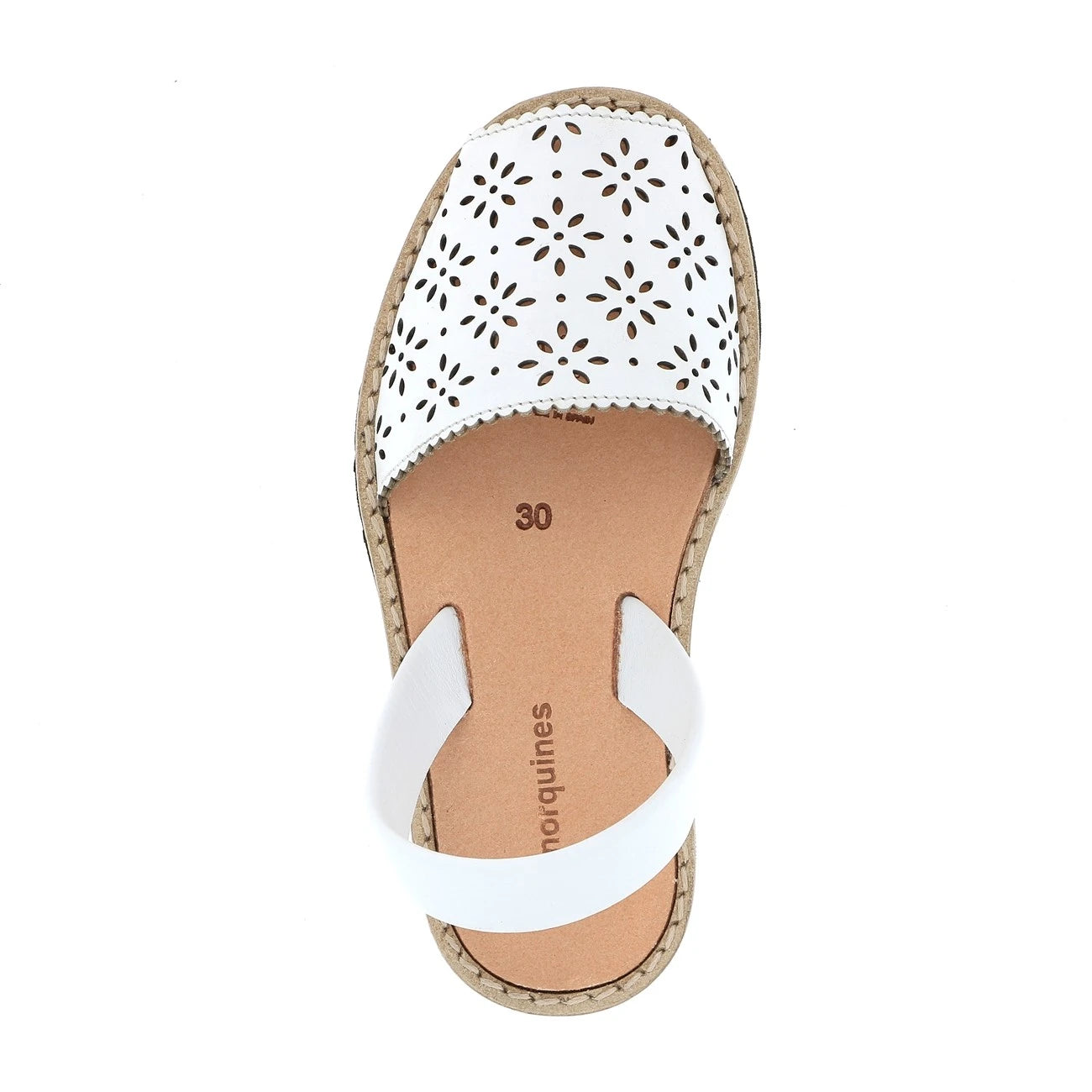 Avarca Cuir Perforé Blanco