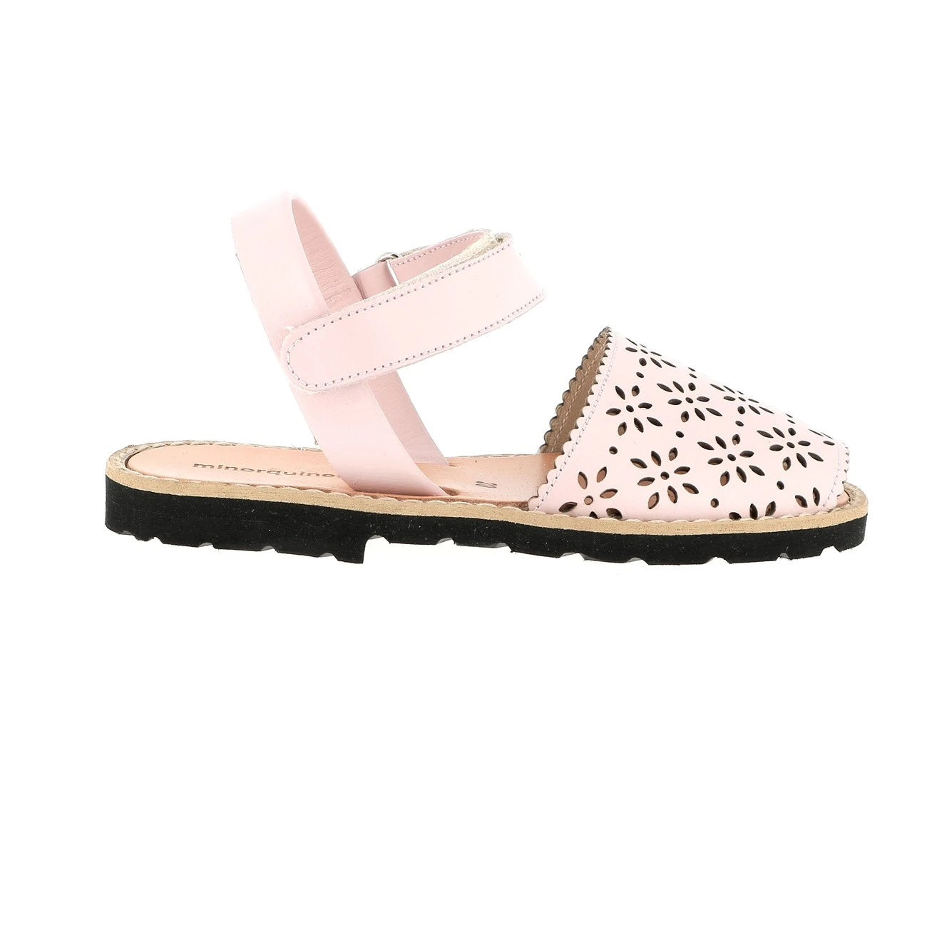 Avarca Velcro Piel Perforada Rosa