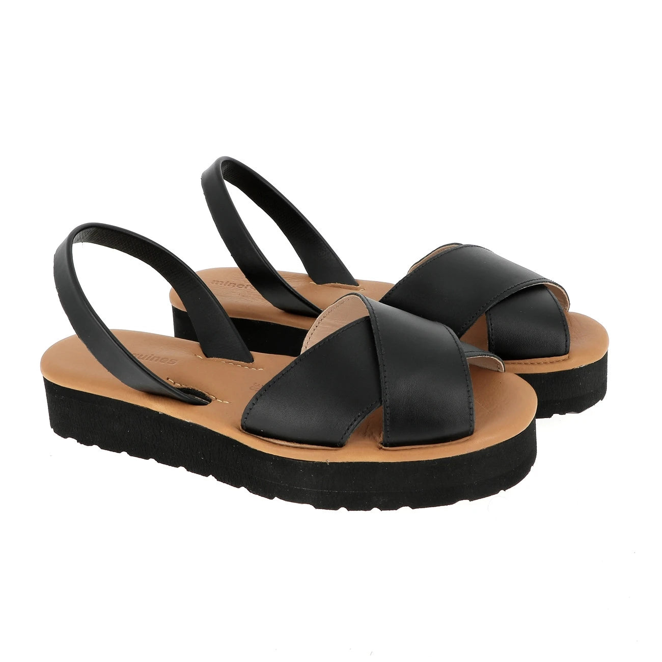 Avarca Platja Plateforme Muro Cuir Negro