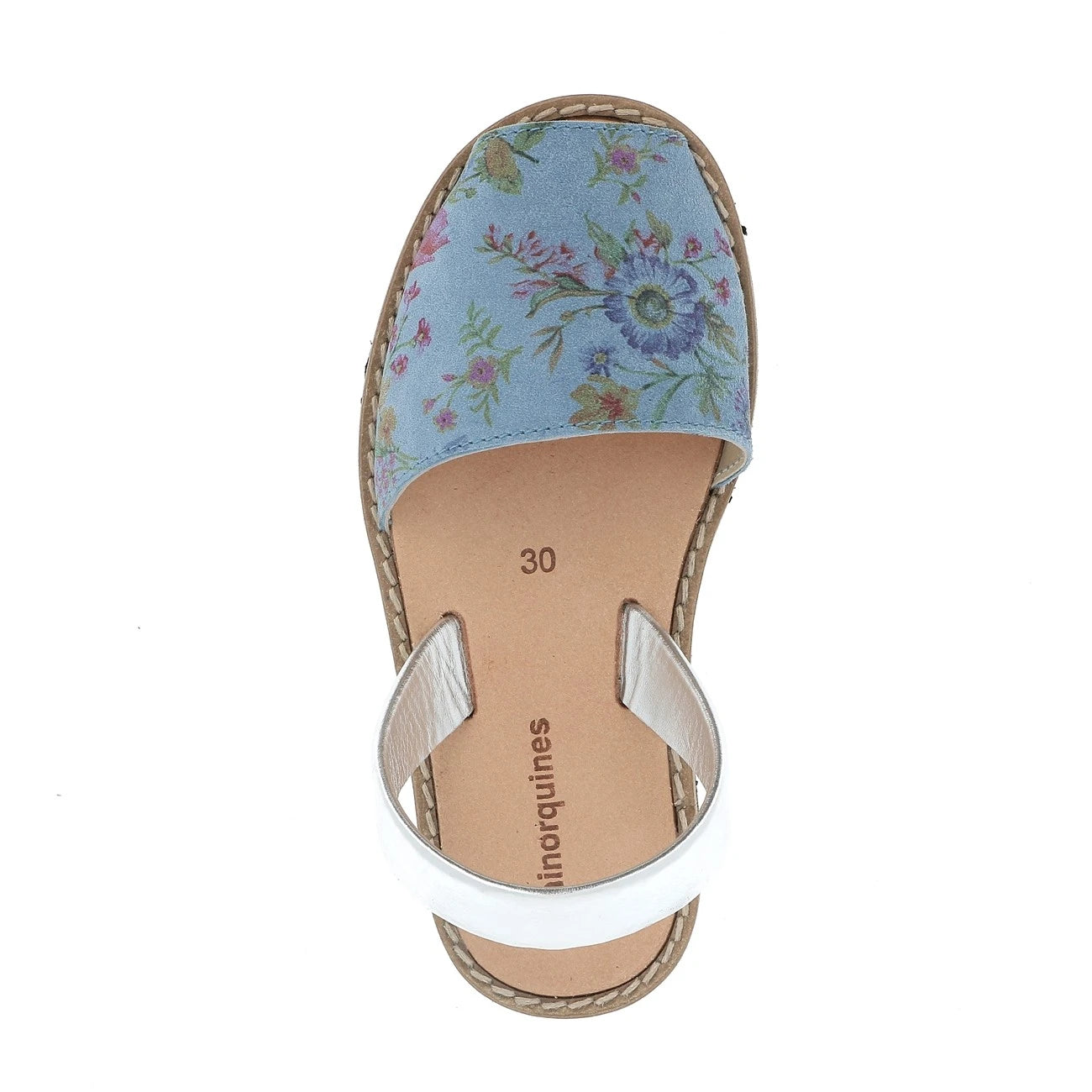 Avarca Cuero Floral Azul