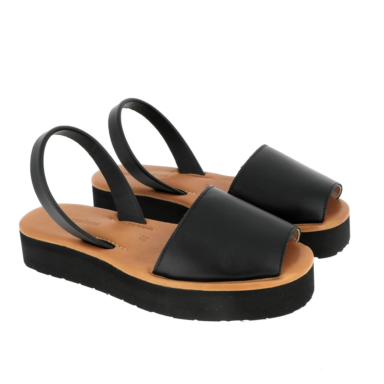 Avarca Platja Plateforme Cuir Negro