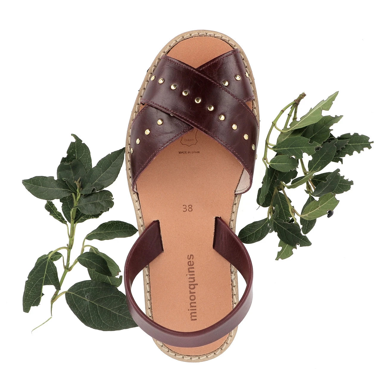 Avarca Rock Cuir Vintage Burdeos