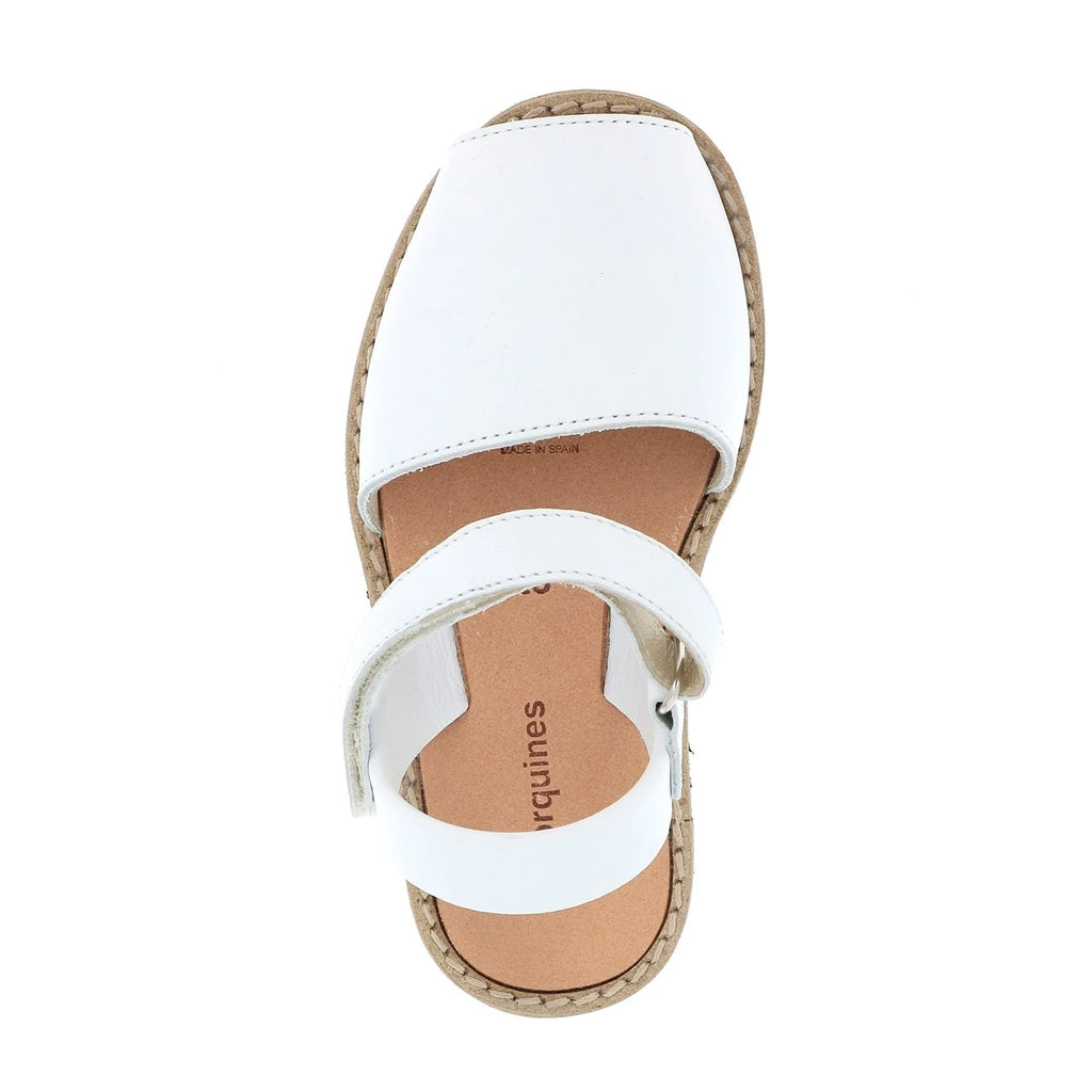 Abarca Velcro Cuero Blanco