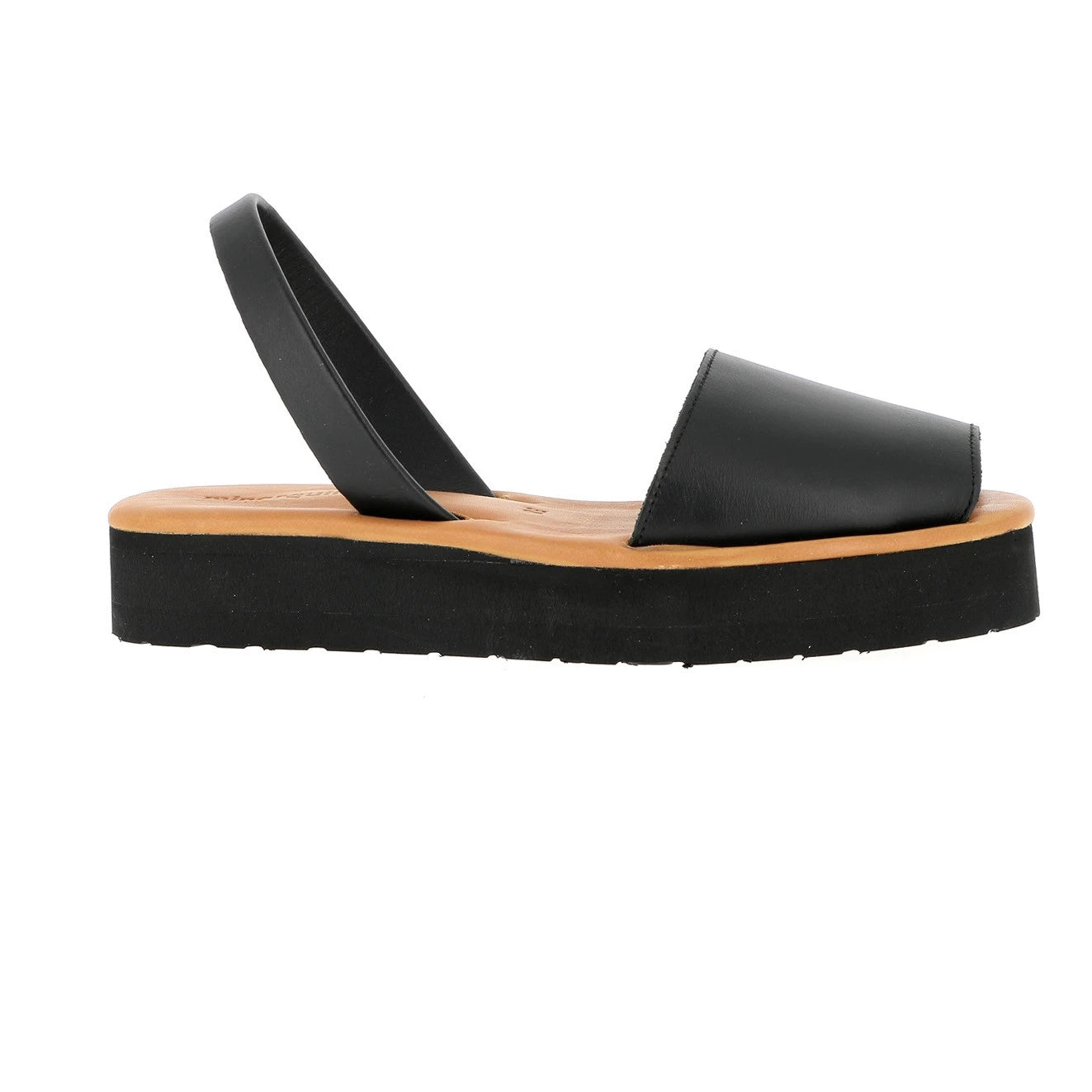 Avarca Platja Plateforme Cuir Negro