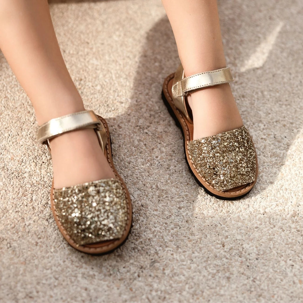Avarca Velcro Lentejuelas Oro