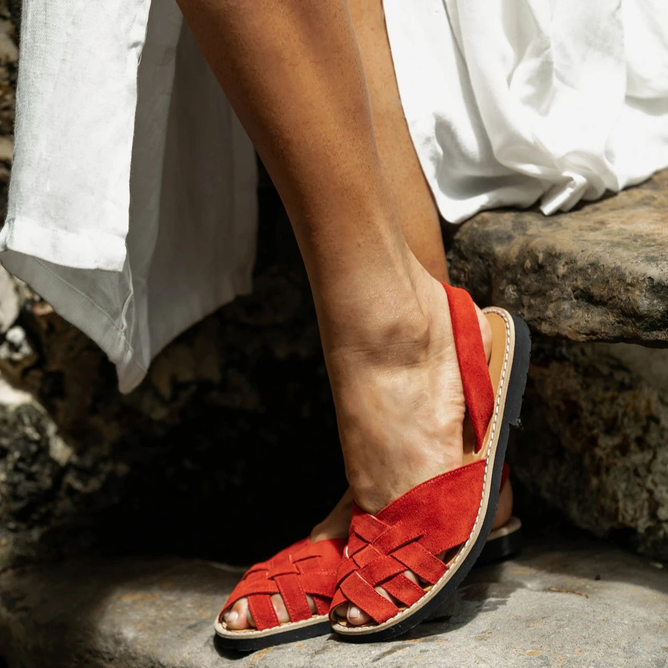 Avarca Compostelle Velours Rouge